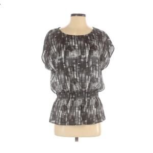 AGB Short Sleeve Black Gray Peplum Silhouette Blouse S